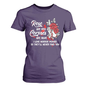 Valentine's Day T Shirt For Women Roses Are Red Corpses Are Blue Horror Rose Bloody TS09 Purple Print Your Wear