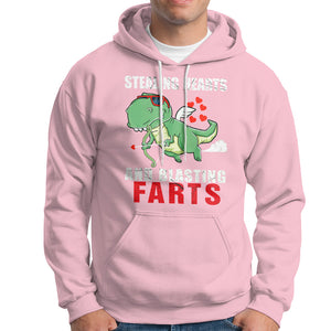 Valentine's Day Hoodie Cute Dinosaur Cupid Stealing Hearts And Blasting Farts TS09 Light Pink Printyourwear