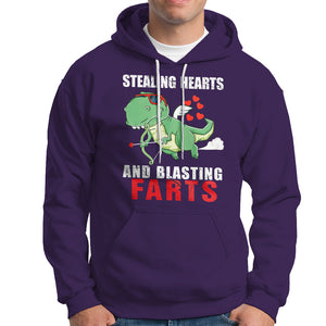 Valentine's Day Hoodie Cute Dinosaur Cupid Stealing Hearts And Blasting Farts TS09 Purple Printyourwear