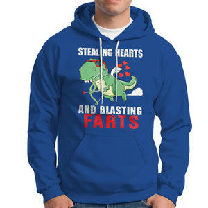 Valentine's Day Hoodie Cute Dinosaur Cupid Stealing Hearts And Blasting Farts TS09 Royal Blue Printyourwear