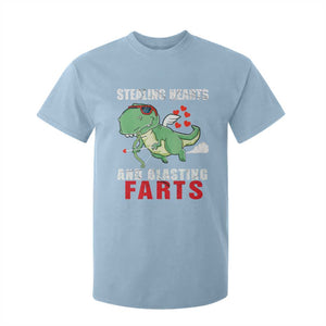 Valentine's Day T Shirt For Kid Cute Dinosaur Cupid Stealing Hearts And Blasting Farts TS09 Light Blue Print Your Wear