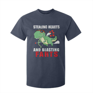 Valentine's Day T Shirt For Kid Cute Dinosaur Cupid Stealing Hearts And Blasting Farts TS09 Navy Print Your Wear