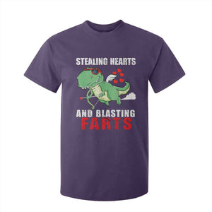 Valentine's Day T Shirt For Kid Cute Dinosaur Cupid Stealing Hearts And Blasting Farts TS09 Purple Print Your Wear