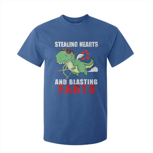 Valentine's Day T Shirt For Kid Cute Dinosaur Cupid Stealing Hearts And Blasting Farts TS09 Royal Blue Print Your Wear