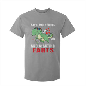 Valentine's Day T Shirt For Kid Cute Dinosaur Cupid Stealing Hearts And Blasting Farts TS09 Sport Gray Print Your Wear