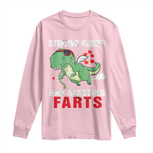 Valentine's Day Long Sleeve Shirt Cute Dinosaur Cupid Stealing Hearts And Blasting Farts TS09 Light Pink Print Your Wear