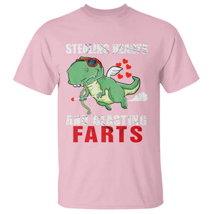 Valentine's Day T Shirt Cute Dinosaur Cupid Stealing Hearts And Blasting Farts TS09 Light Pink Printyourwear