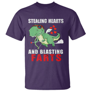 Valentine's Day T Shirt Cute Dinosaur Cupid Stealing Hearts And Blasting Farts TS09 Purple Printyourwear