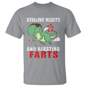 Valentine's Day T Shirt Cute Dinosaur Cupid Stealing Hearts And Blasting Farts TS09 Sport Gray Printyourwear