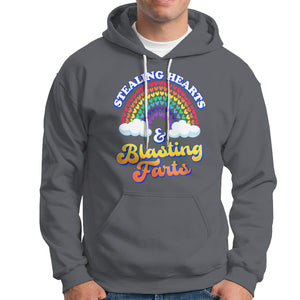 Valentine's Day Hoodie Stealing Hearts And Blasting Fart Funny Rainbow Heart TS09 Charcoal Printyourwear