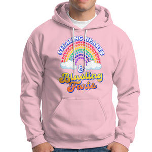 Valentine's Day Hoodie Stealing Hearts And Blasting Fart Funny Rainbow Heart TS09 Light Pink Printyourwear