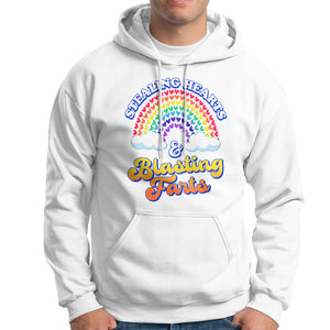 Valentine's Day Hoodie Stealing Hearts And Blasting Fart Funny Rainbow Heart TS09 White Printyourwear