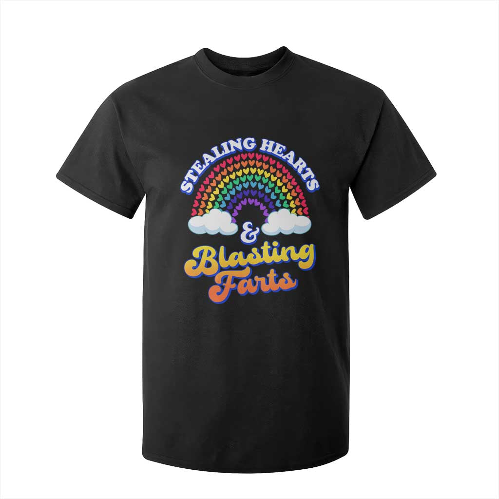 Valentine's Day T Shirt For Kid Stealing Hearts And Blasting Fart Funny Rainbow Heart TS09 Black Print Your Wear