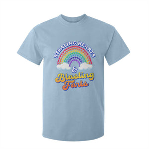 Valentine's Day T Shirt For Kid Stealing Hearts And Blasting Fart Funny Rainbow Heart TS09 Light Blue Print Your Wear