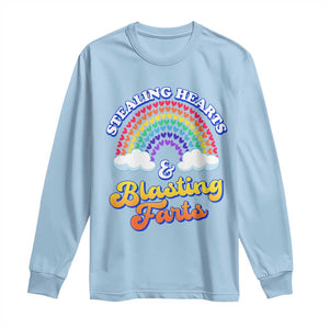 Valentine's Day Long Sleeve Shirt Stealing Hearts And Blasting Fart Funny Rainbow Heart TS09 Light Blue Print Your Wear