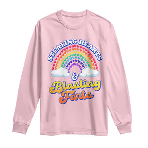 Valentine's Day Long Sleeve Shirt Stealing Hearts And Blasting Fart Funny Rainbow Heart TS09 Light Pink Print Your Wear