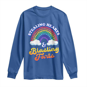 Valentine's Day Long Sleeve Shirt Stealing Hearts And Blasting Fart Funny Rainbow Heart TS09 Royal Blue Print Your Wear