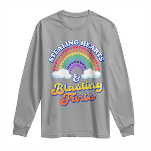 Valentine's Day Long Sleeve Shirt Stealing Hearts And Blasting Fart Funny Rainbow Heart TS09 Sport Gray Print Your Wear