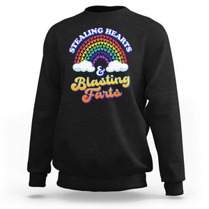 Valentine's Day Sweatshirt Stealing Hearts And Blasting Fart Funny Rainbow Heart TS09 Black Printyourwear