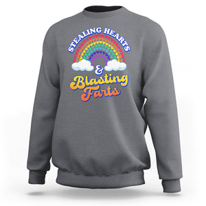 Valentine's Day Sweatshirt Stealing Hearts And Blasting Fart Funny Rainbow Heart TS09 Charcoal Printyourwear