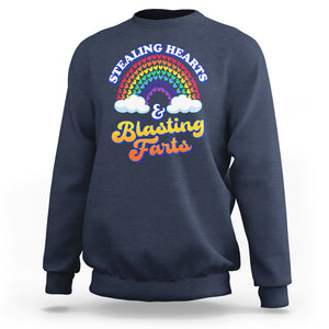 Valentine's Day Sweatshirt Stealing Hearts And Blasting Fart Funny Rainbow Heart TS09 Navy Printyourwear