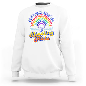 Valentine's Day Sweatshirt Stealing Hearts And Blasting Fart Funny Rainbow Heart TS09 White Printyourwear