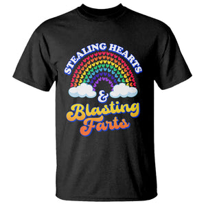 Valentine's Day T Shirt Stealing Hearts And Blasting Fart Funny Rainbow Heart TS09 Black Printyourwear