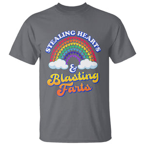 Valentine's Day T Shirt Stealing Hearts And Blasting Fart Funny Rainbow Heart TS09 Charcoal Printyourwear