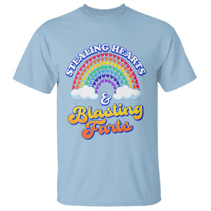 Valentine's Day T Shirt Stealing Hearts And Blasting Fart Funny Rainbow Heart TS09 Light Blue Printyourwear