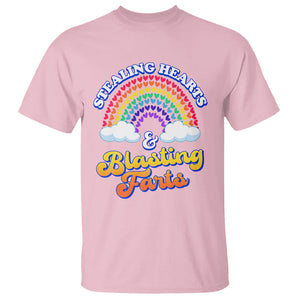 Valentine's Day T Shirt Stealing Hearts And Blasting Fart Funny Rainbow Heart TS09 Light Pink Printyourwear