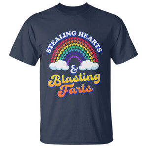 Valentine's Day T Shirt Stealing Hearts And Blasting Fart Funny Rainbow Heart TS09 Navy Printyourwear