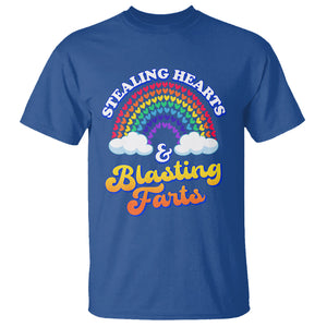 Valentine's Day T Shirt Stealing Hearts And Blasting Fart Funny Rainbow Heart TS09 Royal Blue Printyourwear