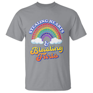 Valentine's Day T Shirt Stealing Hearts And Blasting Fart Funny Rainbow Heart TS09 Sport Gray Printyourwear