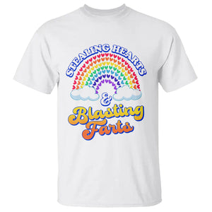 Valentine's Day T Shirt Stealing Hearts And Blasting Fart Funny Rainbow Heart TS09 White Printyourwear