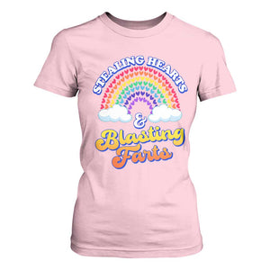 Valentine's Day T Shirt For Women Stealing Hearts And Blasting Fart Funny Rainbow Heart TS09 Light Pink Print Your Wear