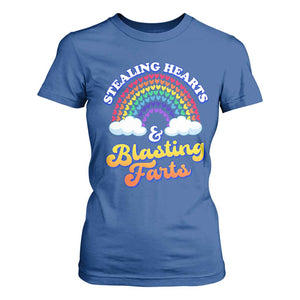 Valentine's Day T Shirt For Women Stealing Hearts And Blasting Fart Funny Rainbow Heart TS09 Royal Blue Print Your Wear