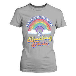 Valentine's Day T Shirt For Women Stealing Hearts And Blasting Fart Funny Rainbow Heart TS09 Sport Gray Print Your Wear