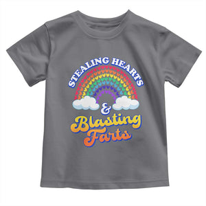 Valentine's Day Toddler T Shirt Stealing Hearts And Blasting Fart Funny Rainbow Heart TS09 Charcoal Print Your Wear