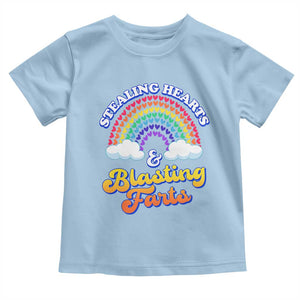 Valentine's Day Toddler T Shirt Stealing Hearts And Blasting Fart Funny Rainbow Heart TS09 Light Blue Print Your Wear