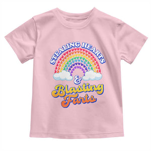 Valentine's Day Toddler T Shirt Stealing Hearts And Blasting Fart Funny Rainbow Heart TS09 Light Pink Print Your Wear