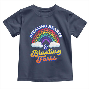 Valentine's Day Toddler T Shirt Stealing Hearts And Blasting Fart Funny Rainbow Heart TS09 Navy Print Your Wear