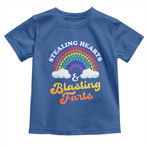 Valentine's Day Toddler T Shirt Stealing Hearts And Blasting Fart Funny Rainbow Heart TS09 Royal Blue Print Your Wear