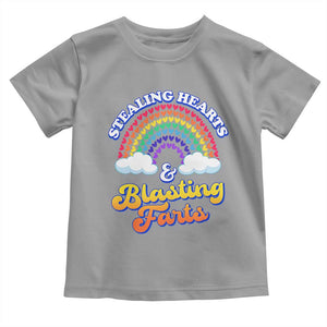 Valentine's Day Toddler T Shirt Stealing Hearts And Blasting Fart Funny Rainbow Heart TS09 Sport Gray Print Your Wear