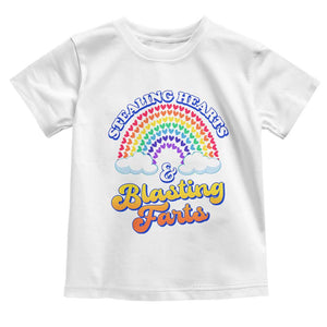 Valentine's Day Toddler T Shirt Stealing Hearts And Blasting Fart Funny Rainbow Heart TS09 White Print Your Wear