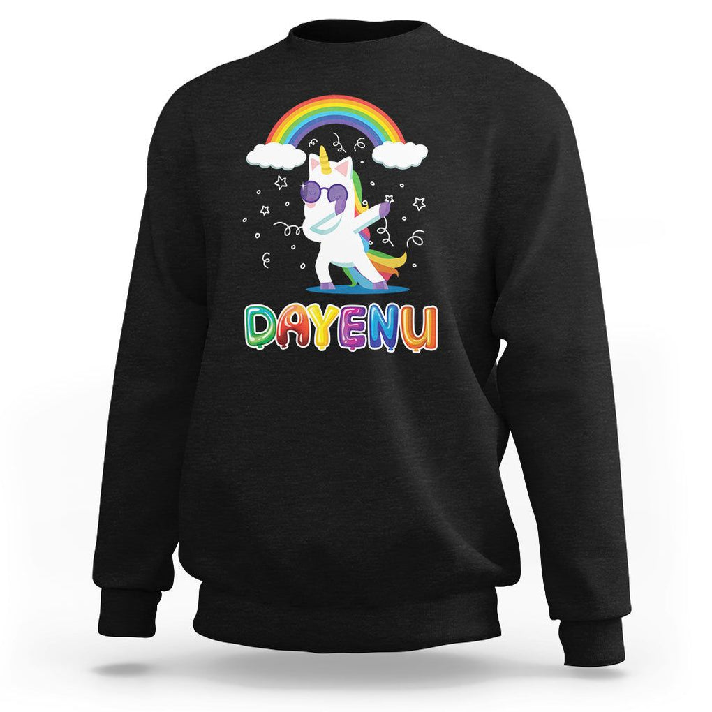 Passover Sweatshirt Cute Unicorn Dayenu For Jewish Kids Boys Girls TS09 Black Printyourwear