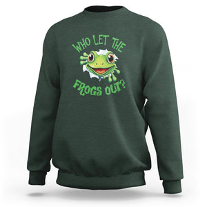 Passover Sweatshirt Who Let The Frogs Out Funny Jewish TS09 Dark Forest Green Printyourwear