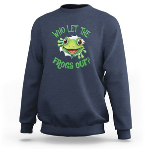 Passover Sweatshirt Who Let The Frogs Out Funny Jewish TS09 Navy Printyourwear