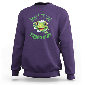 Passover Sweatshirt Who Let The Frogs Out Funny Jewish TS09 Purple Printyourwear