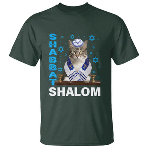 Passover Cat Lover T Shirt Shabbat Shalom Cute Jewish Cat TS09 Dark Forest Green Printyourwear