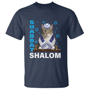 Passover Cat Lover T Shirt Shabbat Shalom Cute Jewish Cat TS09 Navy Printyourwear